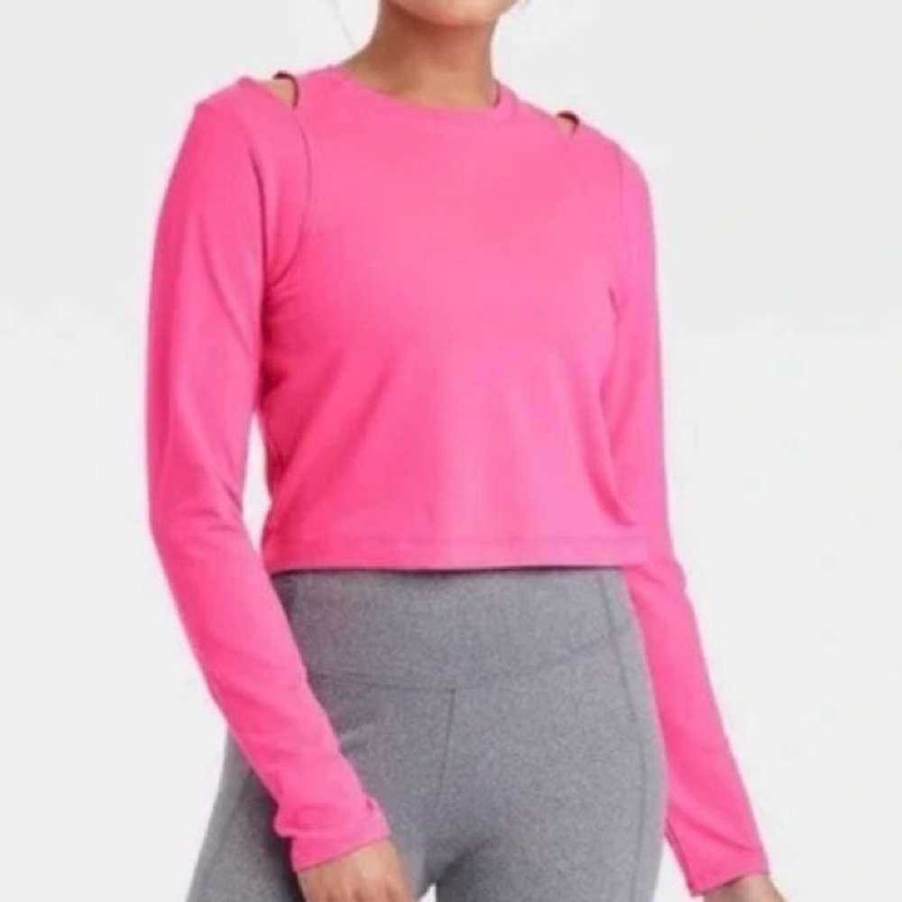 All in Motion Pink Cropped Cut Out Hoodie